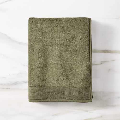 West Elm Plush Fibrosoft Towel Set in Dark Olive